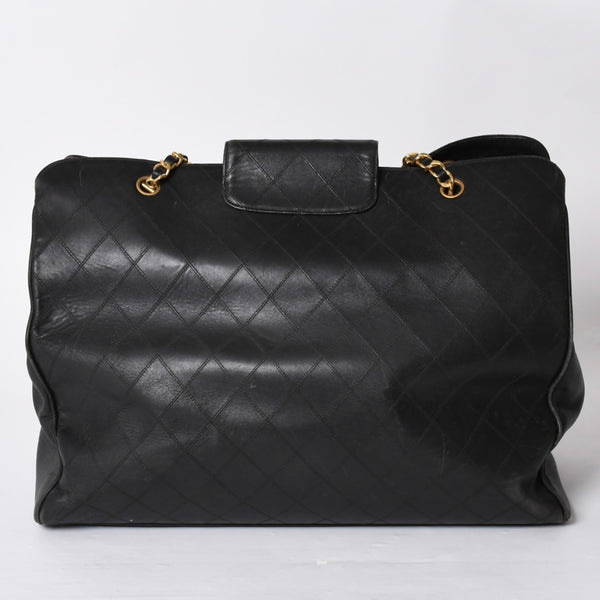 CHANEL Bicolor Super Model Bag Shoulder Bag Coco Mark Calf Black Gold Hardware Good Condition Used 4a001336