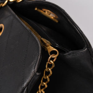 CHANEL Bicolor Super Model Bag Shoulder Bag Coco Mark Calf Black Gold Hardware Good Condition Used 4a001336