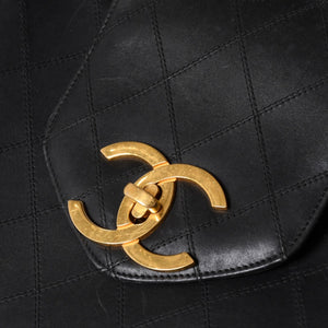CHANEL Bicolor Super Model Bag Shoulder Bag Coco Mark Calf Black Gold Hardware Good Condition Used 4a001336