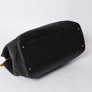 CHANEL Bicolor Super Model Bag Shoulder Bag Coco Mark Calf Black Gold Hardware Good Condition Used 4a001336