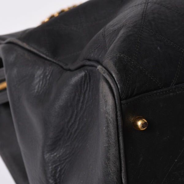 CHANEL Bicolor Super Model Bag Shoulder Bag Coco Mark Calf Black Gold Hardware Good Condition Used 4a001336