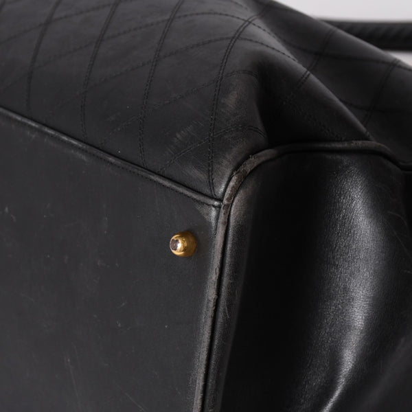 CHANEL Bicolor Super Model Bag Shoulder Bag Coco Mark Calf Black Gold Hardware Good Condition Used 4a001336