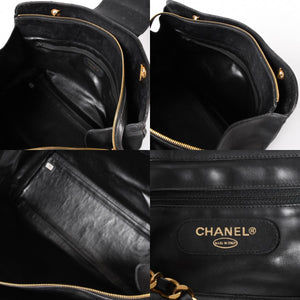 CHANEL Bicolor Super Model Bag Shoulder Bag Coco Mark Calf Black Gold Hardware Good Condition Used 4a001336
