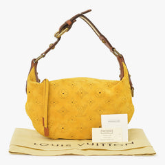新品同様 LOUIS VUITTON ルイヴィトン ハンドバッグ オナタPM モノグラムスエード イエロー モノグラムマヒナ M95121 スエード 中古 4a001702