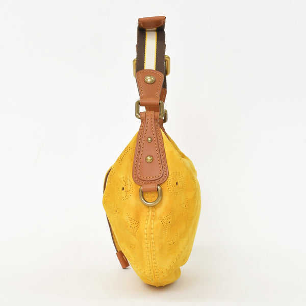 新品同様 LOUIS VUITTON ルイヴィトン ハンドバッグ オナタPM モノグラムスエード イエロー モノグラムマヒナ M95121 スエード 中古 4a001702