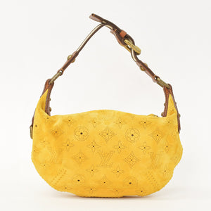 新品同様 LOUIS VUITTON ルイヴィトン ハンドバッグ オナタPM モノグラムスエード イエロー モノグラムマヒナ M95121 スエード 中古 4a001702