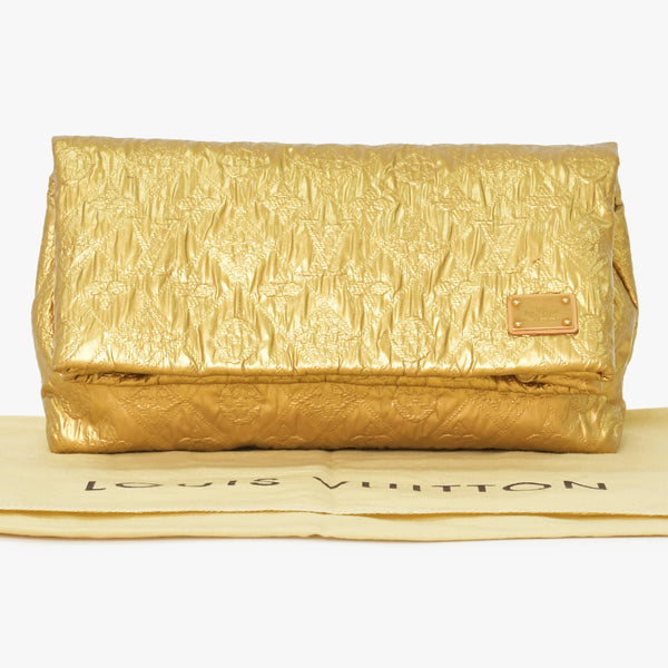 LOUIS VUITTON ルイヴィトン クラッチバッグ ライムライト PM ゴールド シルク ウール ゴールド金具 美品 中古4a001703