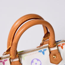 画像をギャラリービューアに読み込む, 極美品 LOUIS VUITTON ルイヴィトン モノグラム マルチカラー ミニスピーディ ハンドバッグ M92645 PVC ヌメ革 ホワイト 村上隆 中古 4a001629