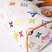画像をギャラリービューアに読み込む, 極美品 LOUIS VUITTON ルイヴィトン モノグラム マルチカラー ミニスピーディ ハンドバッグ M92645 PVC ヌメ革 ホワイト 村上隆 中古 4a001629