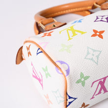 画像をギャラリービューアに読み込む, 極美品 LOUIS VUITTON ルイヴィトン モノグラム マルチカラー ミニスピーディ ハンドバッグ M92645 PVC ヌメ革 ホワイト 村上隆 中古 4a001629