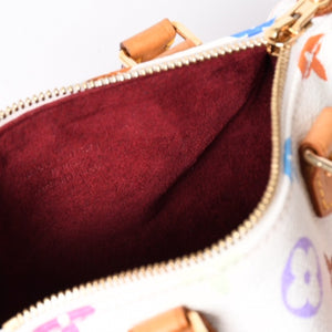 Very good condition LOUIS VUITTON Monogram Multicolor Mini Speedy Handbag M92645 PVC Tanned Leather White Takashi Murakami Used 4a001629