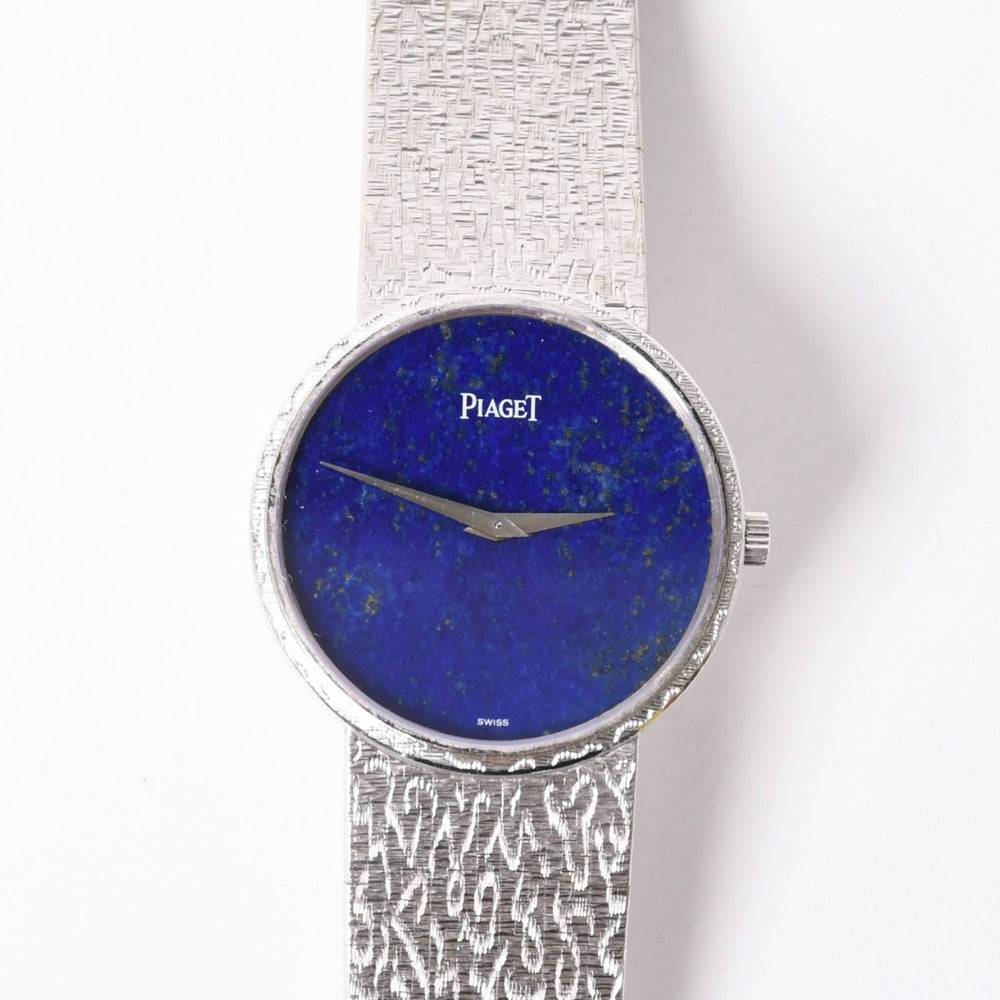極美品 PIAGET ピアジェ 腕時計 ラウンド ラピスラズリ文字盤 手巻き 9633A68N 重量約90.17g メンズ 18K ホワイトゴールド 中古 4a001785