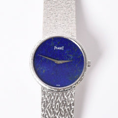 Very Good Condition PIAGET Watch Round Lapis Lazuli Dial Manual Winding 9633A68N Weight Approx. 90.17g Men's 18K White Gold Used 4a001785