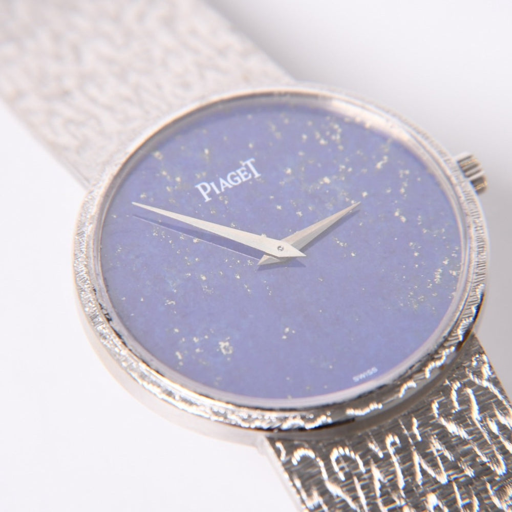 極美品 PIAGET ピアジェ 腕時計 ラウンド ラピスラズリ文字盤 手巻き 9633A68N 重量約90.17g メンズ 18K ホワイトゴールド 中古 4a001785