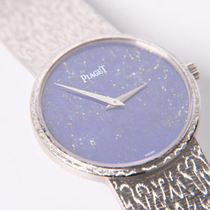 Very Good Condition PIAGET Watch Round Lapis Lazuli Dial Manual Winding 9633A68N Weight Approx. 90.17g Men's 18K White Gold Used 4a001785