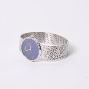 Very Good Condition PIAGET Watch Round Lapis Lazuli Dial Manual Winding 9633A68N Weight Approx. 90.17g Men's 18K White Gold Used 4a001785