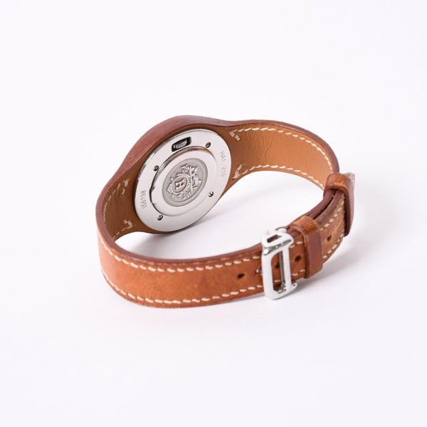 Mint condition HERMES Arce HA1.210 stainless steel x leather brown ⚪Z-stamped quartz analog watch with white dial, pre-owned, item number 4a001797