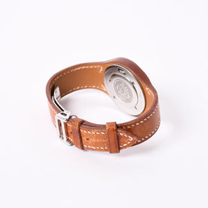 Mint condition HERMES Arce HA1.210 stainless steel x leather brown ⚪Z-stamped quartz analog watch with white dial, pre-owned, item number 4a001797