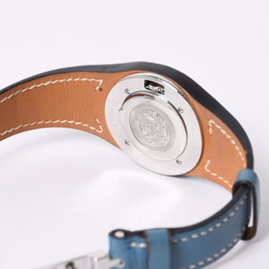 極美品 HERMES エルメス アーネ HA3.210 ステンレススチール×レザー ブルー ◻︎I刻印 クオーツ アナログ表示 白文字盤 腕時計 中古 4a001796