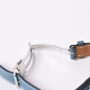 極美品 HERMES エルメス アーネ HA3.210 ステンレススチール×レザー ブルー ◻︎I刻印 クオーツ アナログ表示 白文字盤 腕時計 中古 4a001796