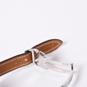 極美品 HERMES エルメス アーネ HA3.210 ステンレススチール×レザー ブルー ◻︎I刻印 クオーツ アナログ表示 白文字盤 腕時計 中古 4a001796