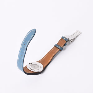 極美品 HERMES エルメス アーネ HA3.210 ステンレススチール×レザー ブルー ◻︎I刻印 クオーツ アナログ表示 白文字盤 腕時計 中古 4a001796