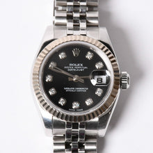画像をギャラリービューアに読み込む, 極美品 ROLEX ロレックス 腕時計 デイトジャスト 179174G D番 10P K18ホワイトゴールド ブラック文字盤 中古 4a001787