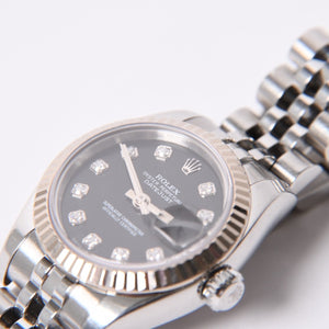 極美品 ROLEX ロレックス 腕時計 デイトジャスト 179174G D番 10P K18ホワイトゴールド ブラック文字盤 中古 4a001787