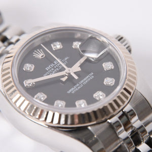 極美品 ROLEX ロレックス 腕時計 デイトジャスト 179174G D番 10P K18ホワイトゴールド ブラック文字盤 中古 4a001787