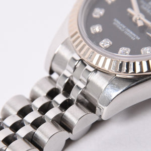 極美品 ROLEX ロレックス 腕時計 デイトジャスト 179174G D番 10P K18ホワイトゴールド ブラック文字盤 中古 4a001787