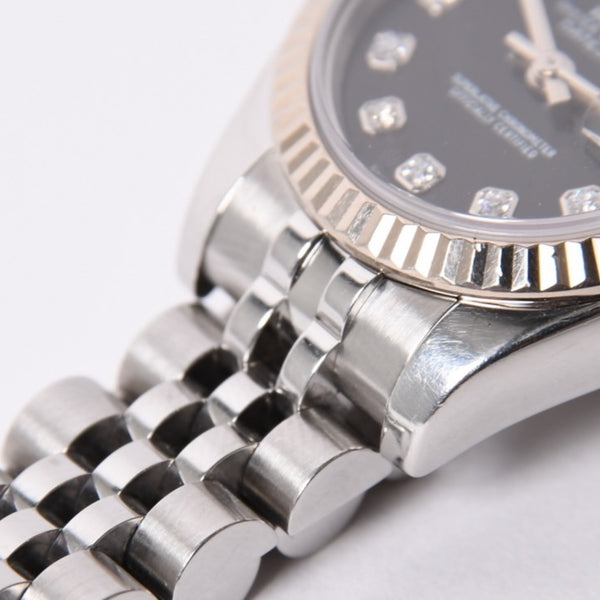 極美品 ROLEX ロレックス 腕時計 デイトジャスト 179174G D番 10P K18ホワイトゴールド ブラック文字盤 中古 4a001787