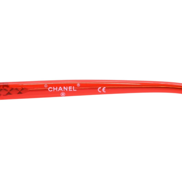 Very Good Condition CHANEL Sunglasses Eyewear 71199A S1828 Coco Mark Clear Red Plastic Used 4a001725