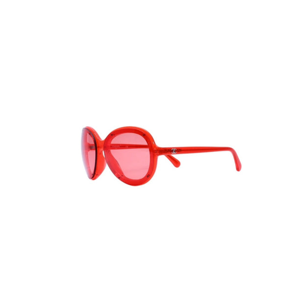 Very Good Condition CHANEL Sunglasses Eyewear 71199A S1828 Coco Mark Clear Red Plastic Used 4a001725