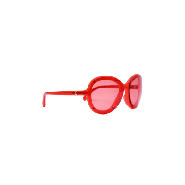 Very Good Condition CHANEL Sunglasses Eyewear 71199A S1828 Coco Mark Clear Red Plastic Used 4a001725