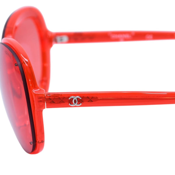 Very Good Condition CHANEL Sunglasses Eyewear 71199A S1828 Coco Mark Clear Red Plastic Used 4a001725