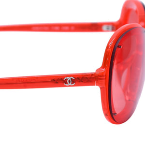 Very Good Condition CHANEL Sunglasses Eyewear 71199A S1828 Coco Mark Clear Red Plastic Used 4a001725