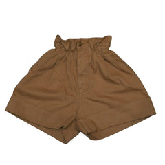 Very Good Condition MIU MIU Cotton Twill Loose Shorts Beige Roll Up Frill Design MP1377 672 Used 4a001748