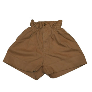Very Good Condition MIU MIU Cotton Twill Loose Shorts Beige Roll Up Frill Design MP1377 672 Used 4a001748