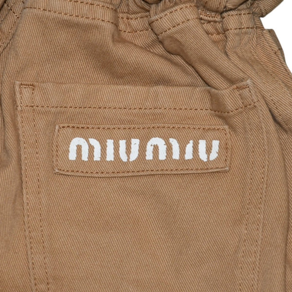 Very Good Condition MIU MIU Cotton Twill Loose Shorts Beige Roll Up Frill Design MP1377 672 Used 4a001748