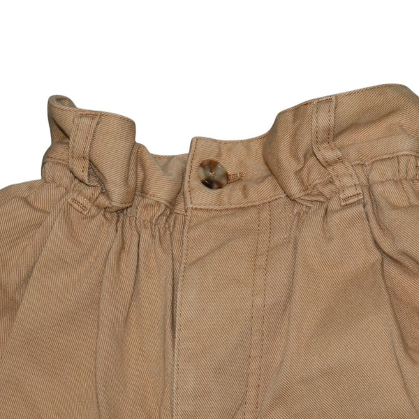 Very Good Condition MIU MIU Cotton Twill Loose Shorts Beige Roll Up Frill Design MP1377 672 Used 4a001748