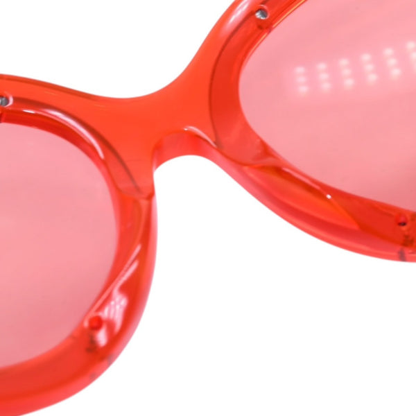 Very Good Condition CHANEL Sunglasses Eyewear 71199A S1828 Coco Mark Clear Red Plastic Used 4a001725