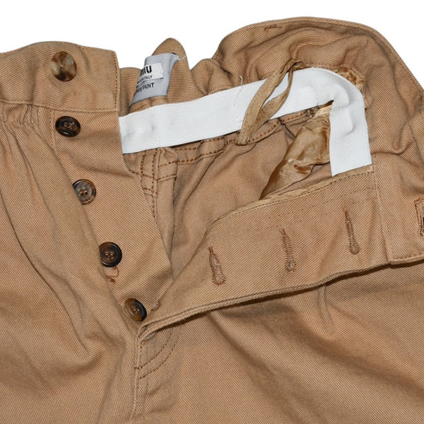 Very Good Condition MIU MIU Cotton Twill Loose Shorts Beige Roll Up Frill Design MP1377 672 Used 4a001748