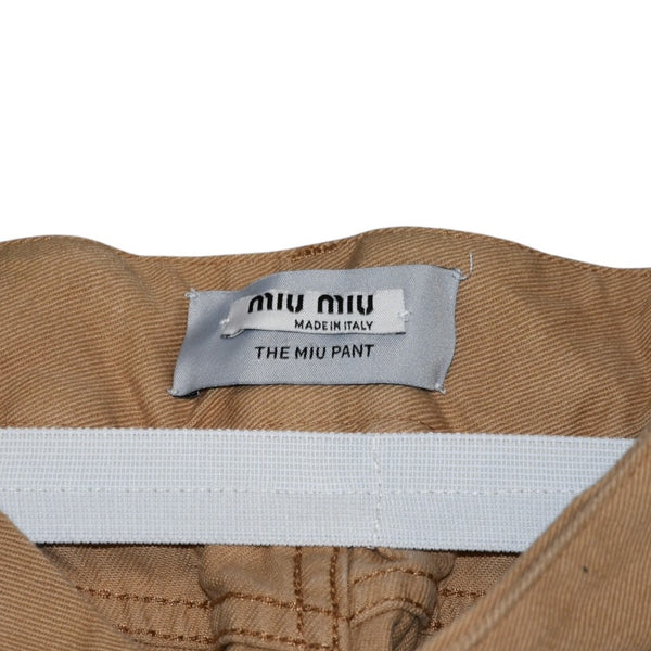 Very Good Condition MIU MIU Cotton Twill Loose Shorts Beige Roll Up Frill Design MP1377 672 Used 4a001748