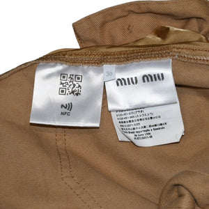 Very Good Condition MIU MIU Cotton Twill Loose Shorts Beige Roll Up Frill Design MP1377 672 Used 4a001748