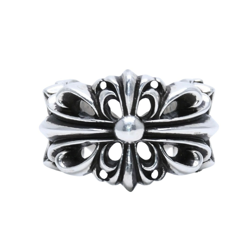 極美品 CHROME HEARTS ダブルフローラルクロスリング 13.43g 12号 SV925 シルバー925 アクセサリー 指輪 美品 中古 4a001729