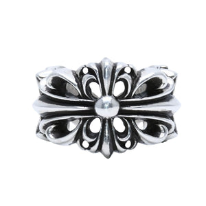 極美品 CHROME HEARTS ダブルフローラルクロスリング 13.43g 12号 SV925 シルバー925 アクセサリー 指輪 美品 中古 4a001729
