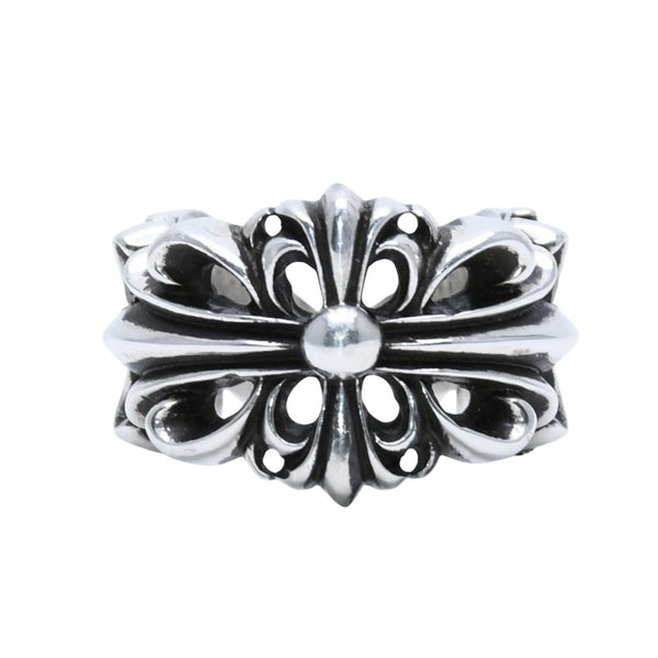 極美品 CHROME HEARTS ダブルフローラルクロスリング 13.43g 12号 SV925 シルバー925 アクセサリー 指輪 美品 中古 4a001729