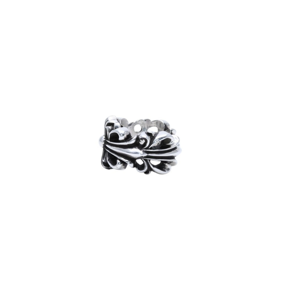Very Good Condition CHROME HEARTS Double Floral Cross Ring 13.43g No. 12 SV925 Silver 925 Accessory Ring Good Condition Used 4a001729