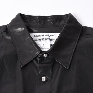 Like new COMME des GARCONS × CHROMEHEARTS COMME des GARCONS Chrome Hearts Leather Short Sleeve Shirt Size S Used 4a001735