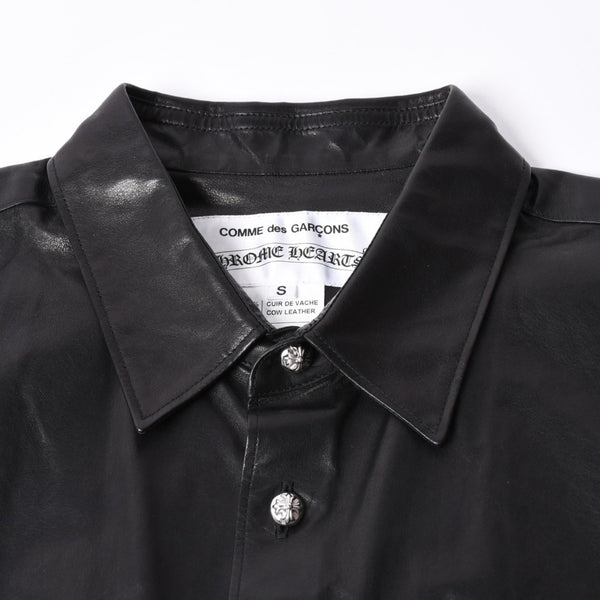 Like new COMME des GARCONS × CHROMEHEARTS COMME des GARCONS Chrome Hearts Leather Short Sleeve Shirt Size S Used 4a001735